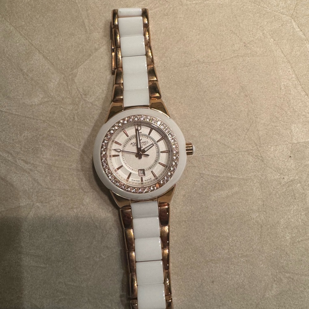 Aqua swiss Gold and White Watch